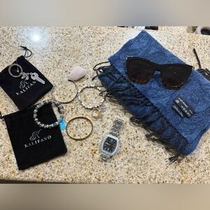 Accessory Haul. Sunglasses, Braclets, rings, watch, scarf)